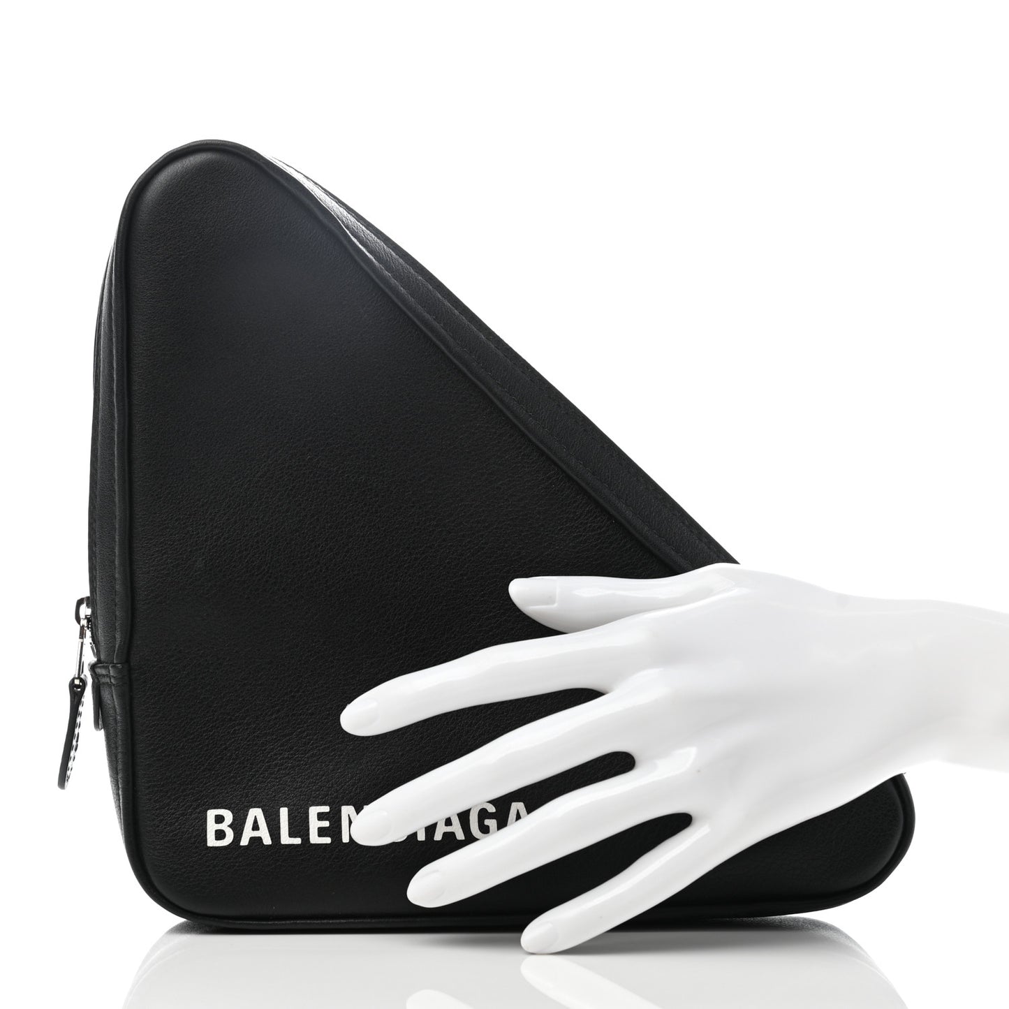 Calfskin M Triangle Pouch Black