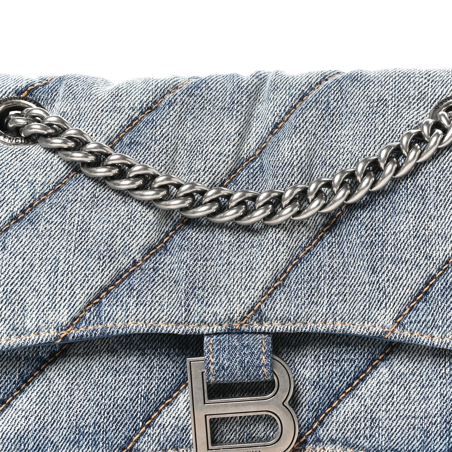 Balenciaga Washed Denim Quilted Small Crush Chain Bag Denim Blue 8 of 10