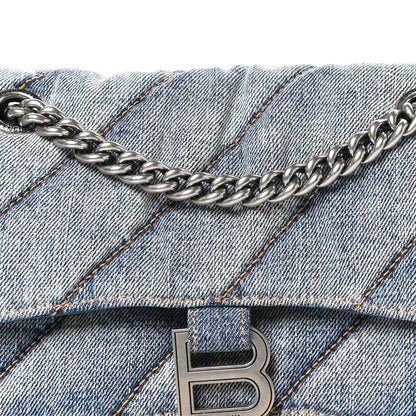 Balenciaga Washed Denim Quilted Small Crush Chain Bag Denim Blue 8 of 10