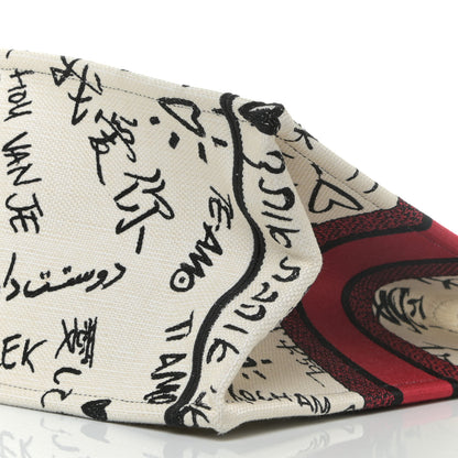 Christian Dior Canvas Embroidered Medium Dioramour Graffiti Book Tote Latte Multicolor 9 of 16