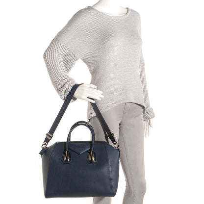 Givenchy Pebbled Calfskin Medium Animation Antigona Deep Blue 2 of 9