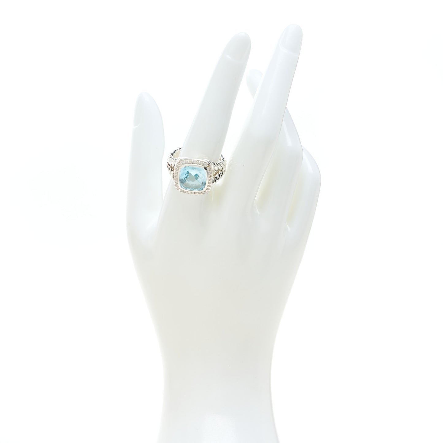 Sterling Silver Diamond Blue Topaz 11mm Albion Ring 59 8.75