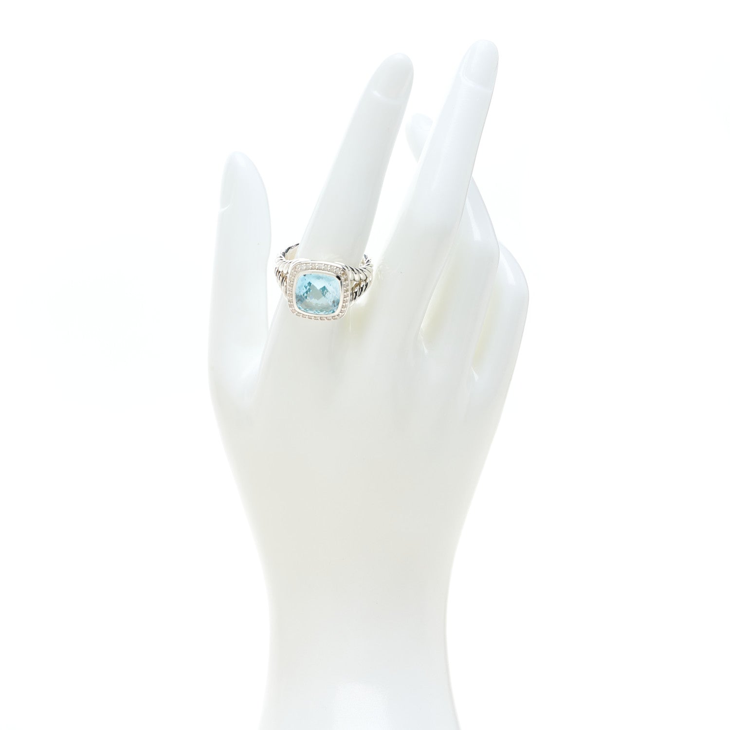 David Yurman Sterling Silver Diamond Blue Topaz 11mm Albion Ring 59 8.75 2 of 7