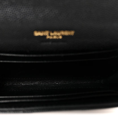 Saint Laurent Grain De Poudre Matelasse Chevron Small Monogram Envelope Wallet Black 5 of 7