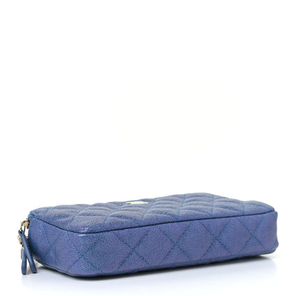 Chanel Iridescent Caviar Quilted Clutch With Chain Dark Blue 3 of 6