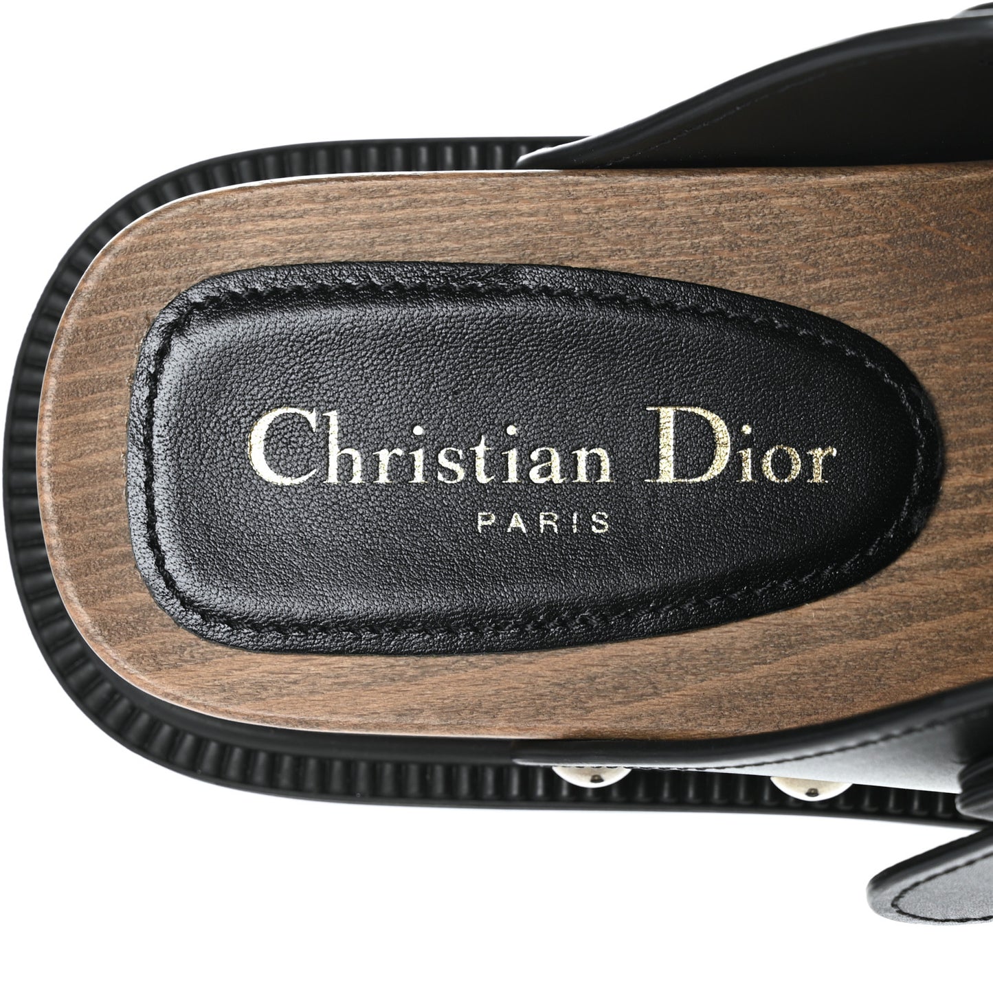 Calfskin Diorquake Buckled Lug Sole 15mm Clogs 37 Black