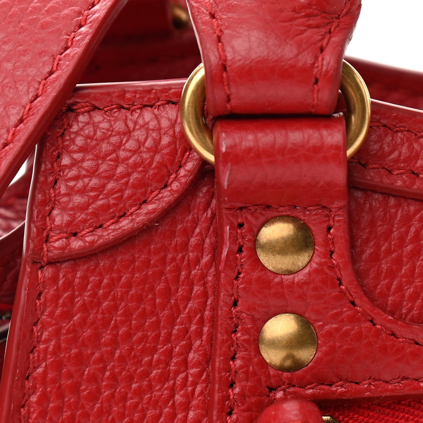 Grained Calfskin Neo Classic Gold Hardware Nano City Crossbody Medium Red