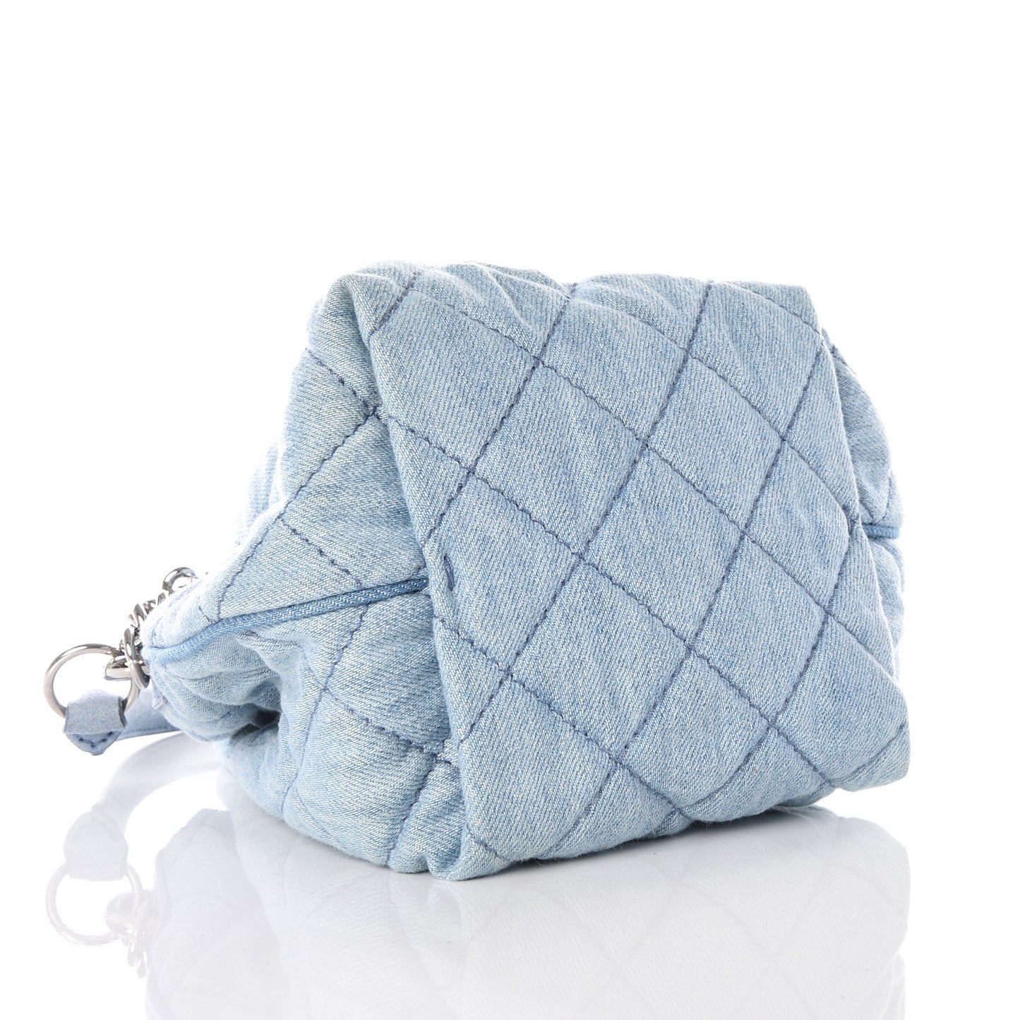 Eco Denim Quilted Small Bucket Bag Blue