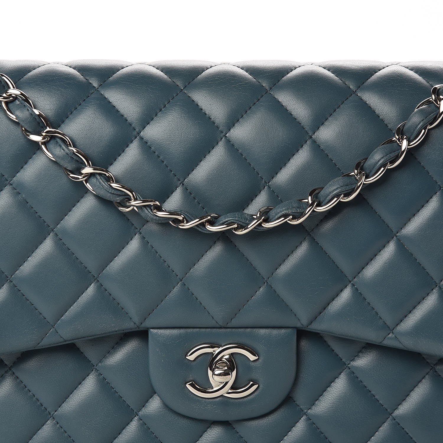 Chanel Lambskin Quilted Jumbo Double Flap Light Blue 11 of 11