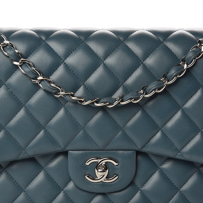 Chanel Lambskin Quilted Jumbo Double Flap Light Blue 11 of 11