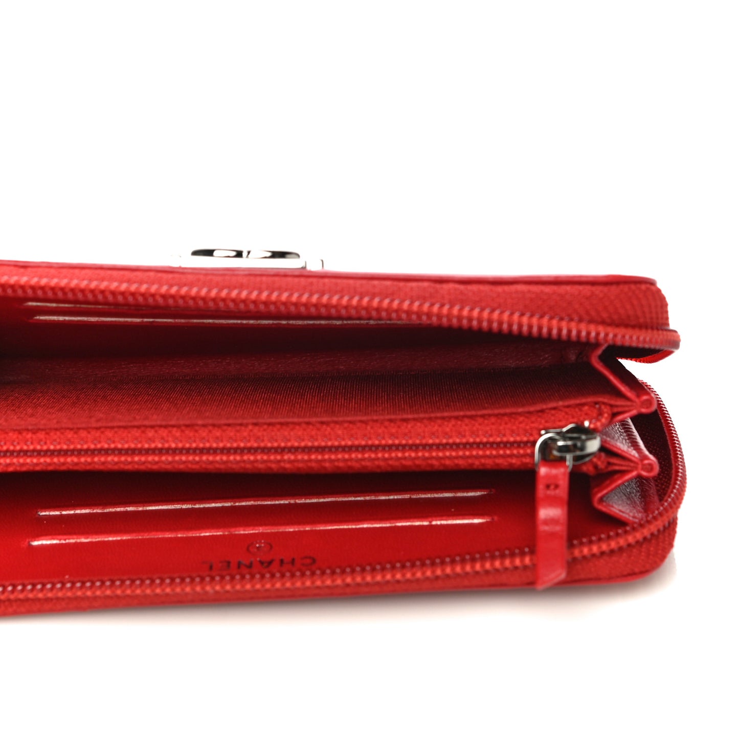 Lambskin Quilted Small Boy Zip Around Wallet Dark Red