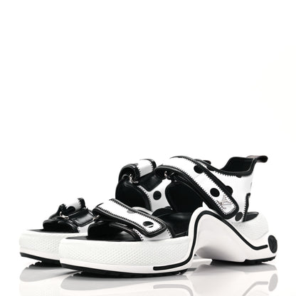 Louis Vuitton Satin Printed Polka Dot LV Archlight Sandal 40 Black White 3 of 7