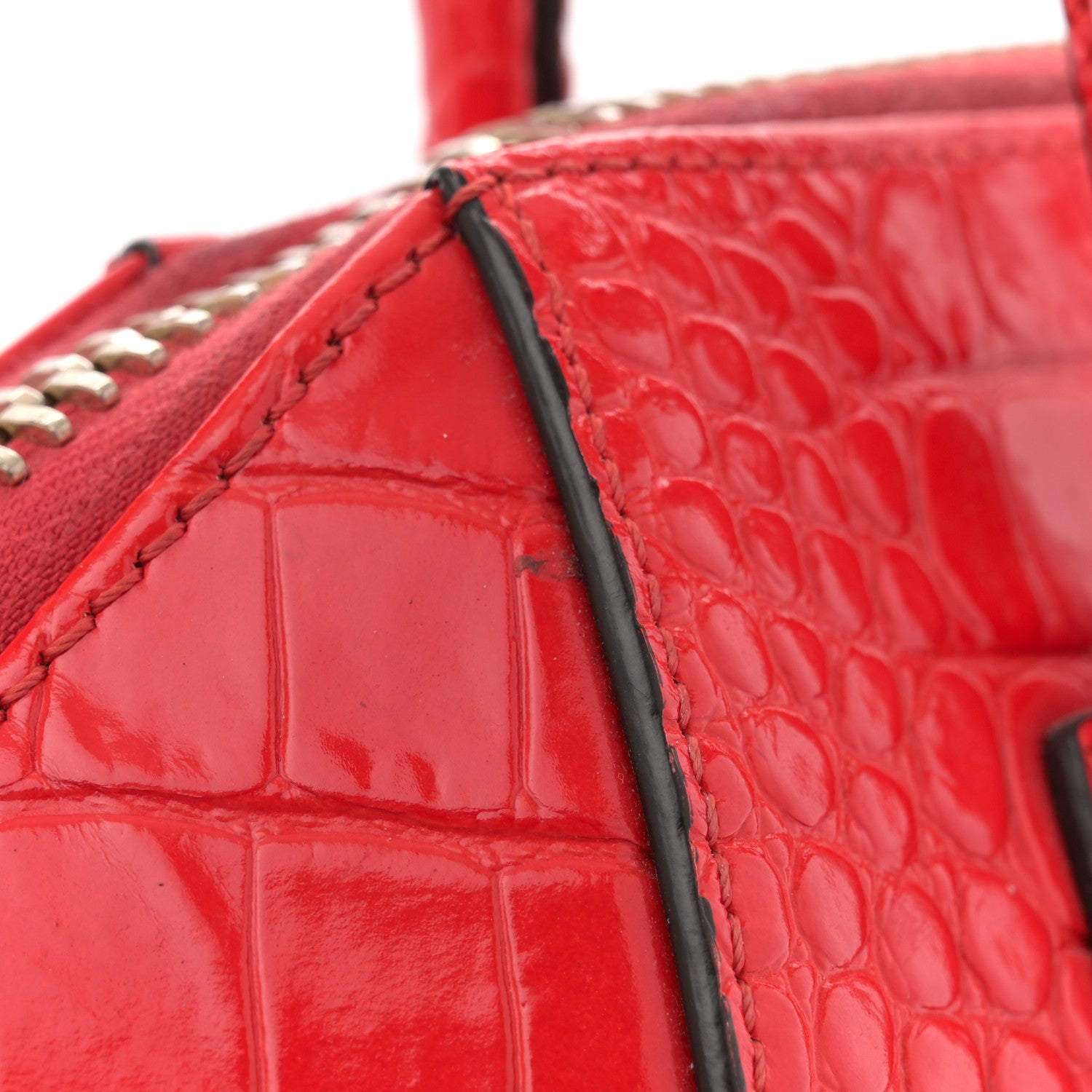 Givenchy Calfskin Crocodile Embossed Small Antigona Red 1714090