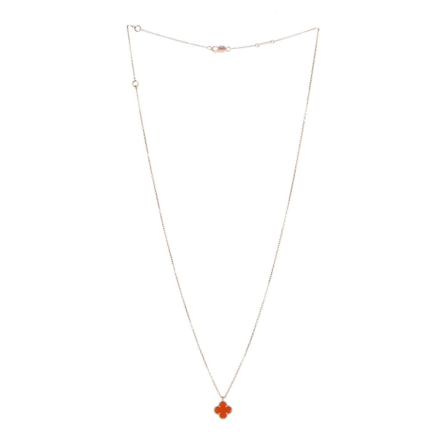18K Rose Gold Carnelian Sweet Alhambra Pendant Necklace