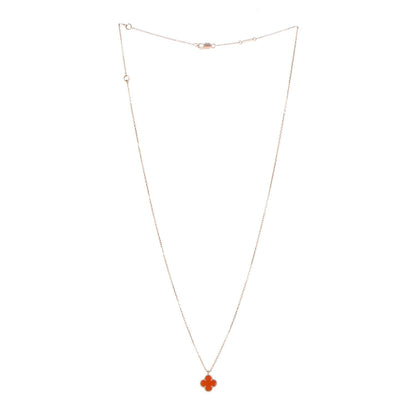 Van Cleef & Arpels 18K Rose Gold Carnelian Sweet Alhambra Pendant Necklace 3 of 6