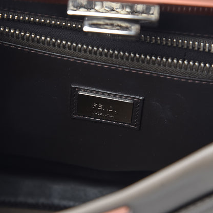 Fendi Vitello Seta Shiny Nappa Elaphe Medium Peekaboo Iconic Satchel Tortora Natural Ebano 7 of 10