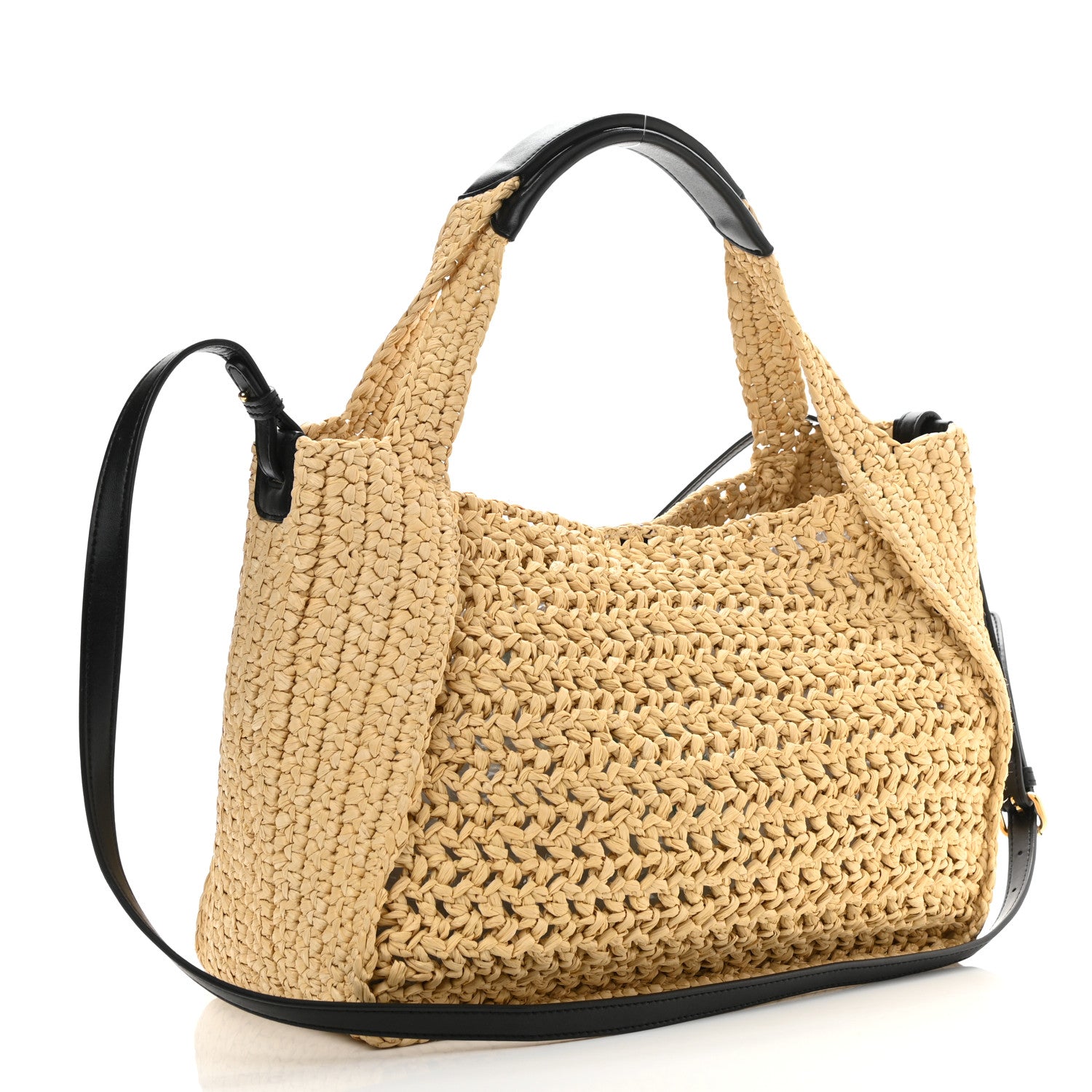 Stella McCartney Braided Raffia Eco Alter Napa Perforated Logo Crossbody Bag Natural 3 of 8