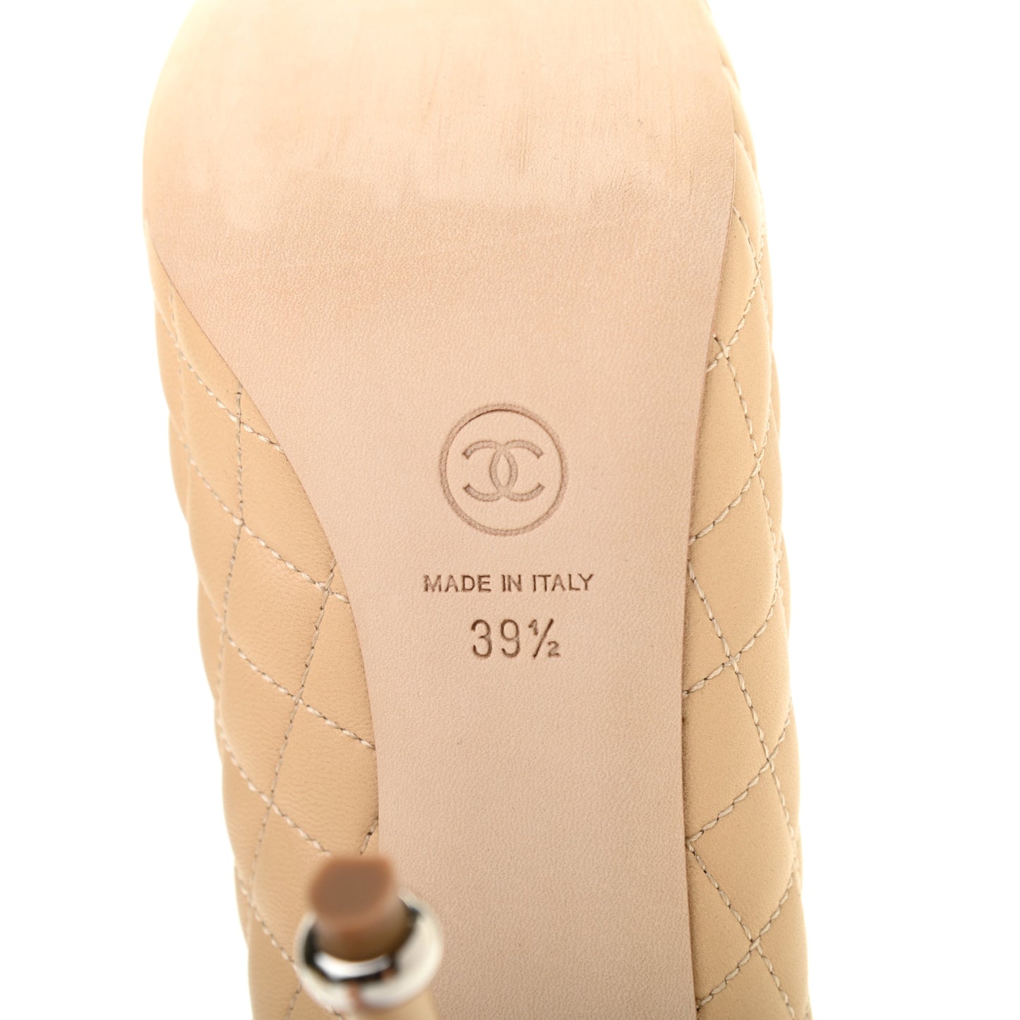 Lambskin Quilted CC Cap Toe Pumps 39.5 Beige Black