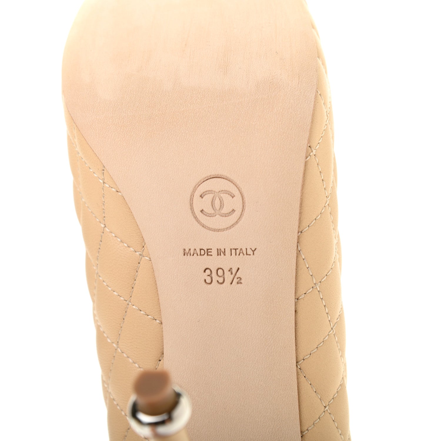 Chanel Lambskin Quilted CC Cap Toe Pumps 39.5 Beige Black 6 of 8