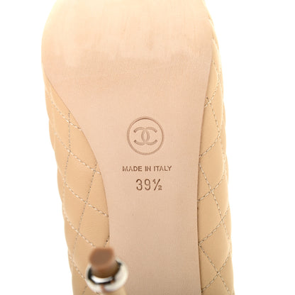 Chanel Lambskin Quilted CC Cap Toe Pumps 39.5 Beige Black 6 of 8