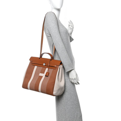 Hermes Vache Hunter Toile H Vibration Herbag Zip 39 MM Fauve Ecru Beige 2 of 14