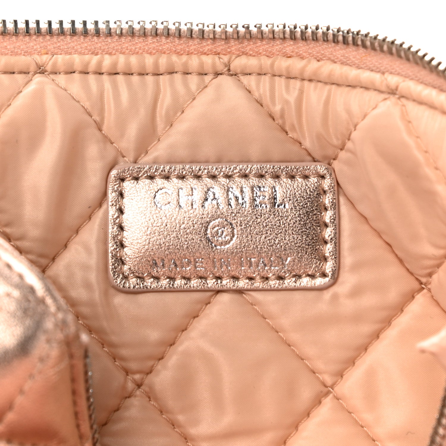 Chanel Metallic Lambskin Quilted Cosmetic Pouch Light Gold 8 of 19