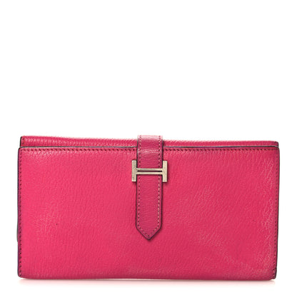 Hermes Chevre Mysore Tri-Fold Bearn Wallet Rose Shocking 1 of 11