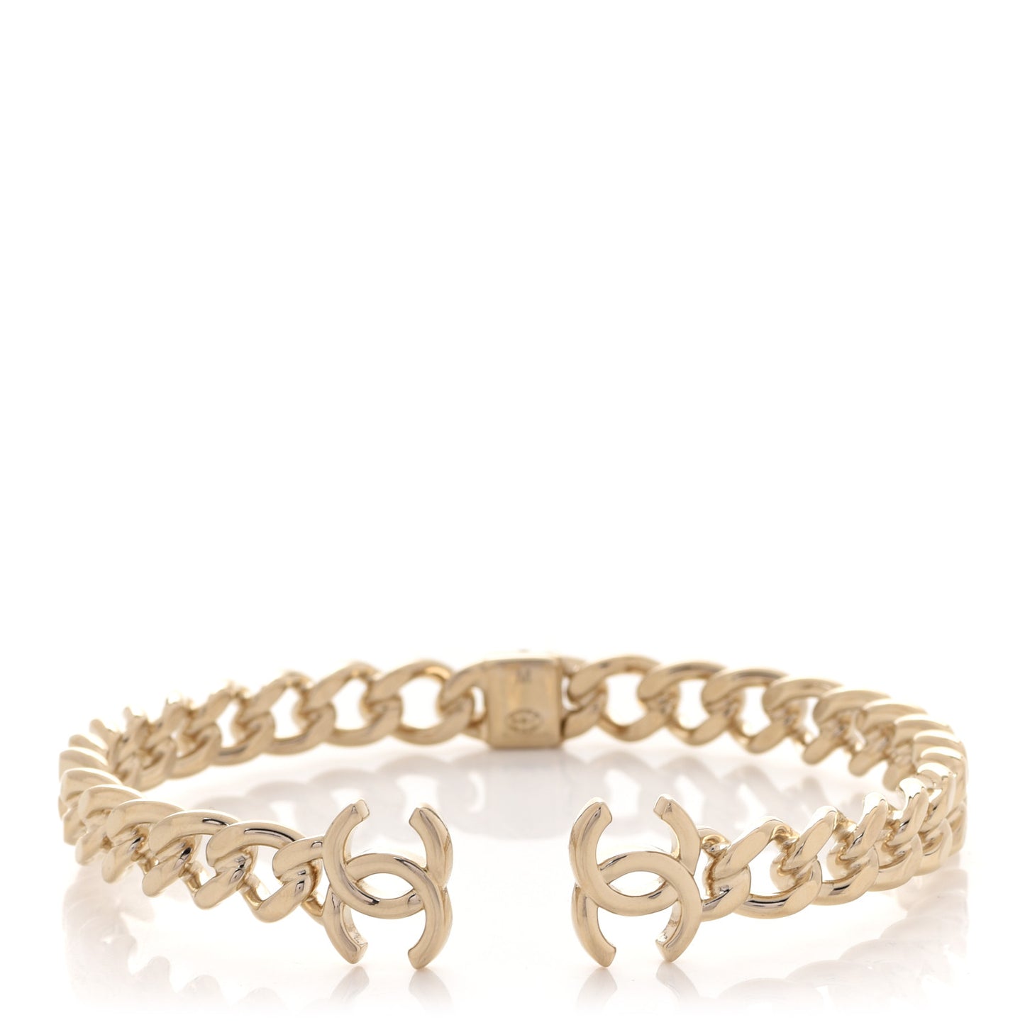 Metal CC Chain Link Choker Necklace M Gold
