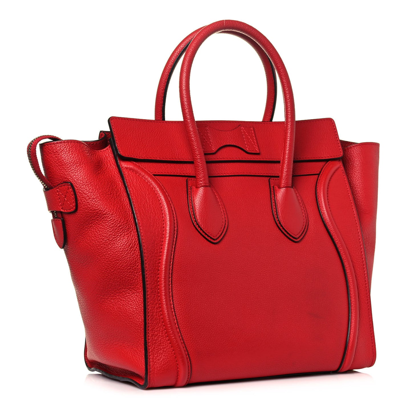 Drummed Calfskin Mini Luggage Coquelicot