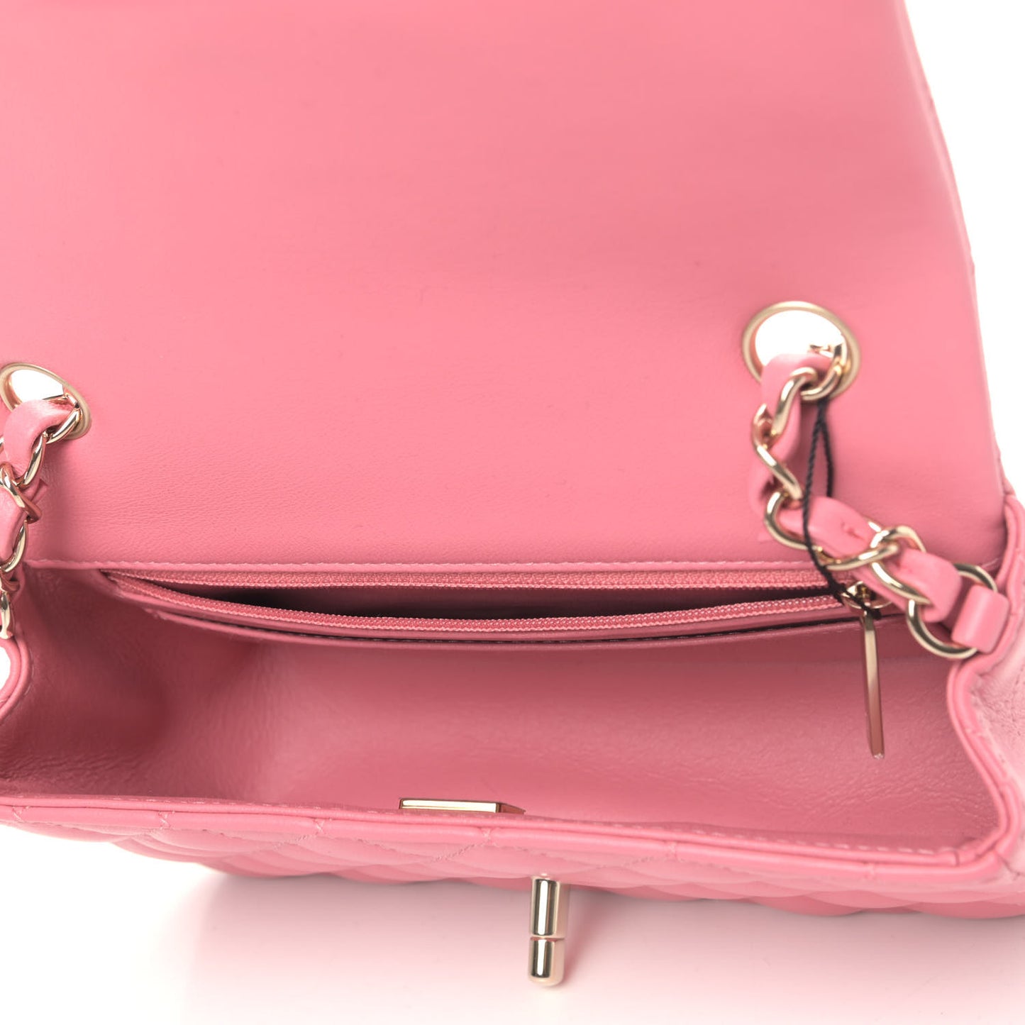 Lambskin Quilted Mini Rectangular Flap Pink