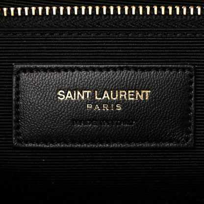 Saint Laurent Grain De Poudre Matelasse Chevron Large Monogram Satchel Navy Blue 6 of 11