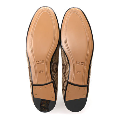 Gucci Monogram Jumbo GG Malaga Kid Horsebit Womens Jordaan Loafers 35.5 Beige Ebony New Acero 6 of 10