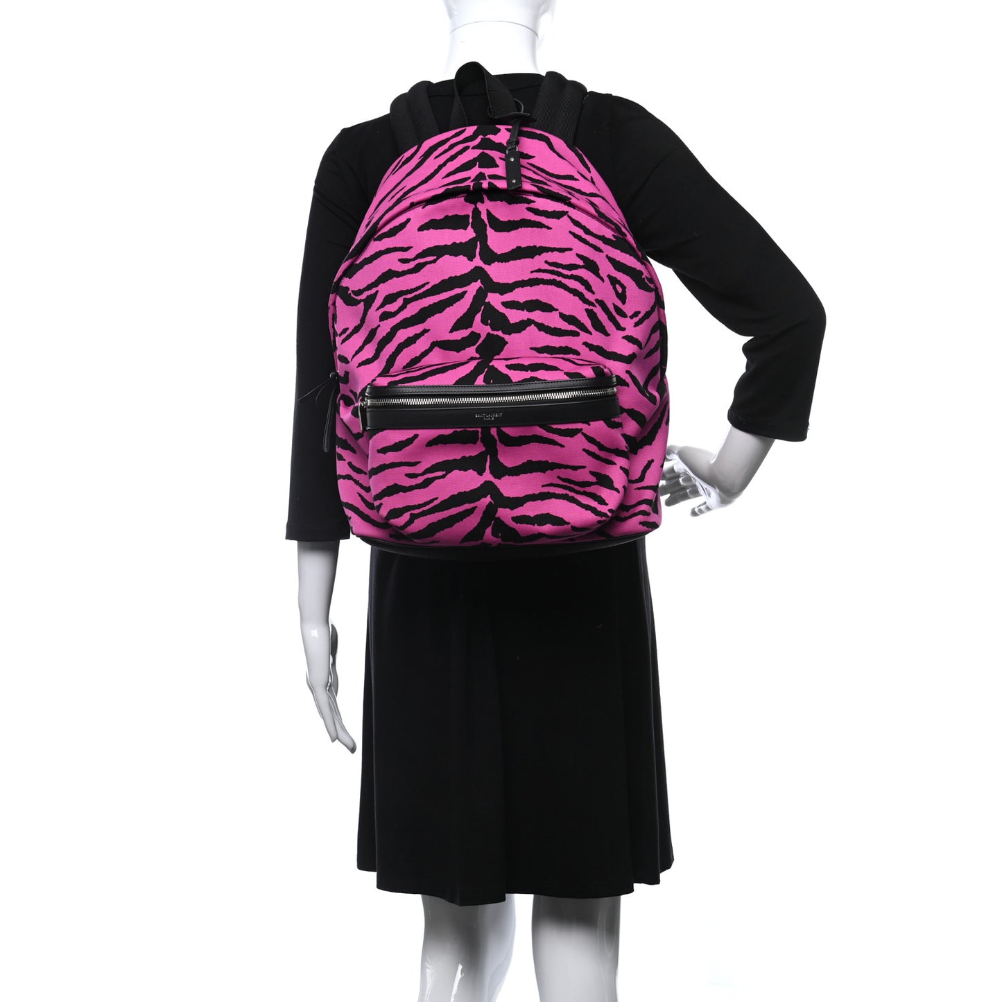 Canvas Zebra Print City Backpack Pink Black