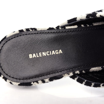 Balenciaga Stretch Tweed BB Houndstooth Pointed Toe Knife 40mm Mules 38 Black Ivory 8 of 12