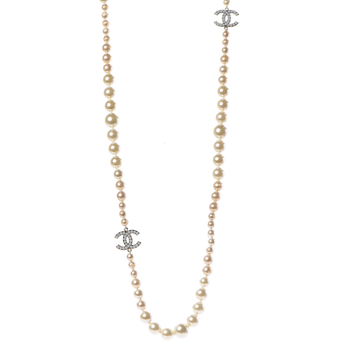 Pearl CC Long Necklace Gold