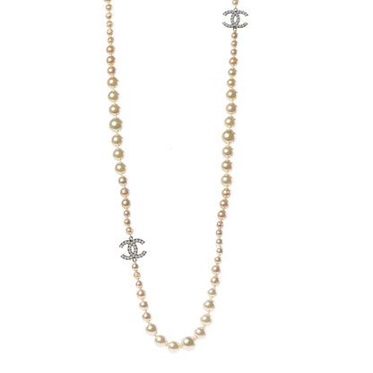 Chanel Pearl CC Long Necklace Gold 1 of 6