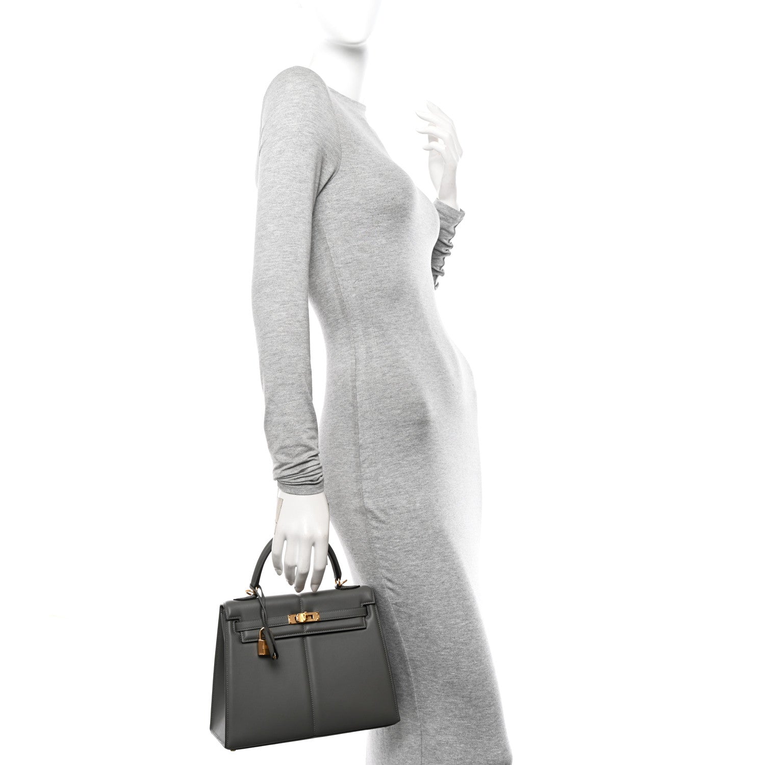Hermes Swift Kelly Padded Sellier 25 Gris Meyer 1588395 – FASHIONPHILE