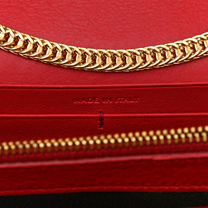 Saint Laurent Calfskin Classic Y Ligne Chain Wallet Vermillion 7 of 13