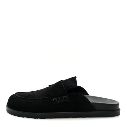 Hermes Suede Calfskin Go Mules 39.5 Black 1 of 7