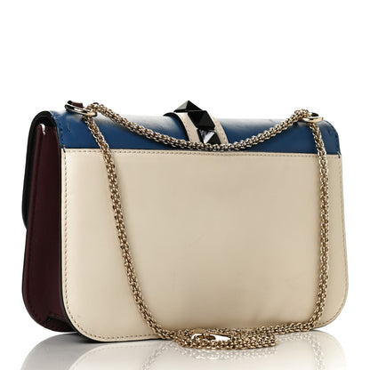 Valentino Garavani Vitello Tri-Color Medium Glam Lock Rockstud Flap Blue White Burgundy 2 of 13