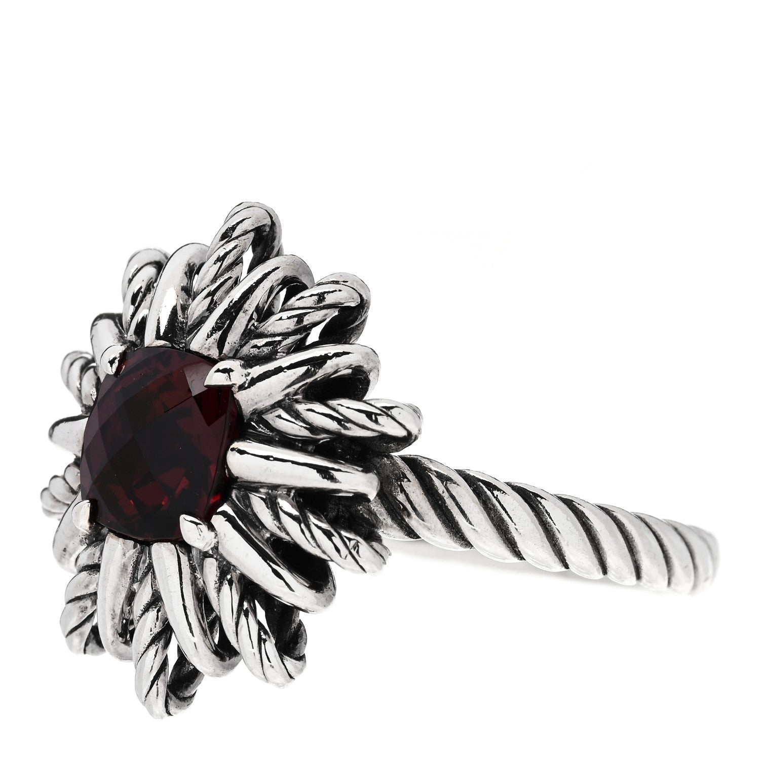 David Yurman Sterling Silver Garnet Starburst Ring 57 8 4 of 6