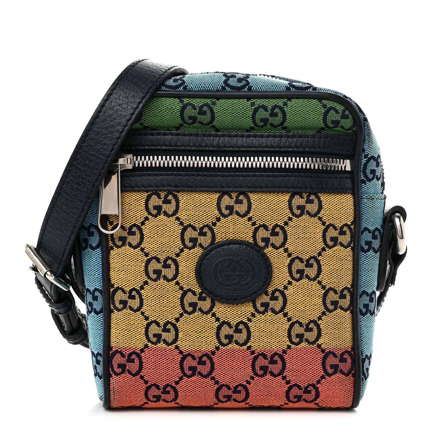 Gucci Monogram Multicolor Mini Retro Interlocking G Messenger Blue Rainbow Light Blue 1 of 10
