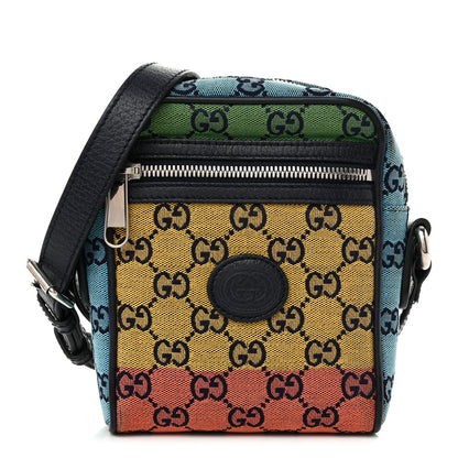 Gucci Monogram Multicolor Mini Retro Interlocking G Messenger Blue Rainbow Light Blue 1 of 10