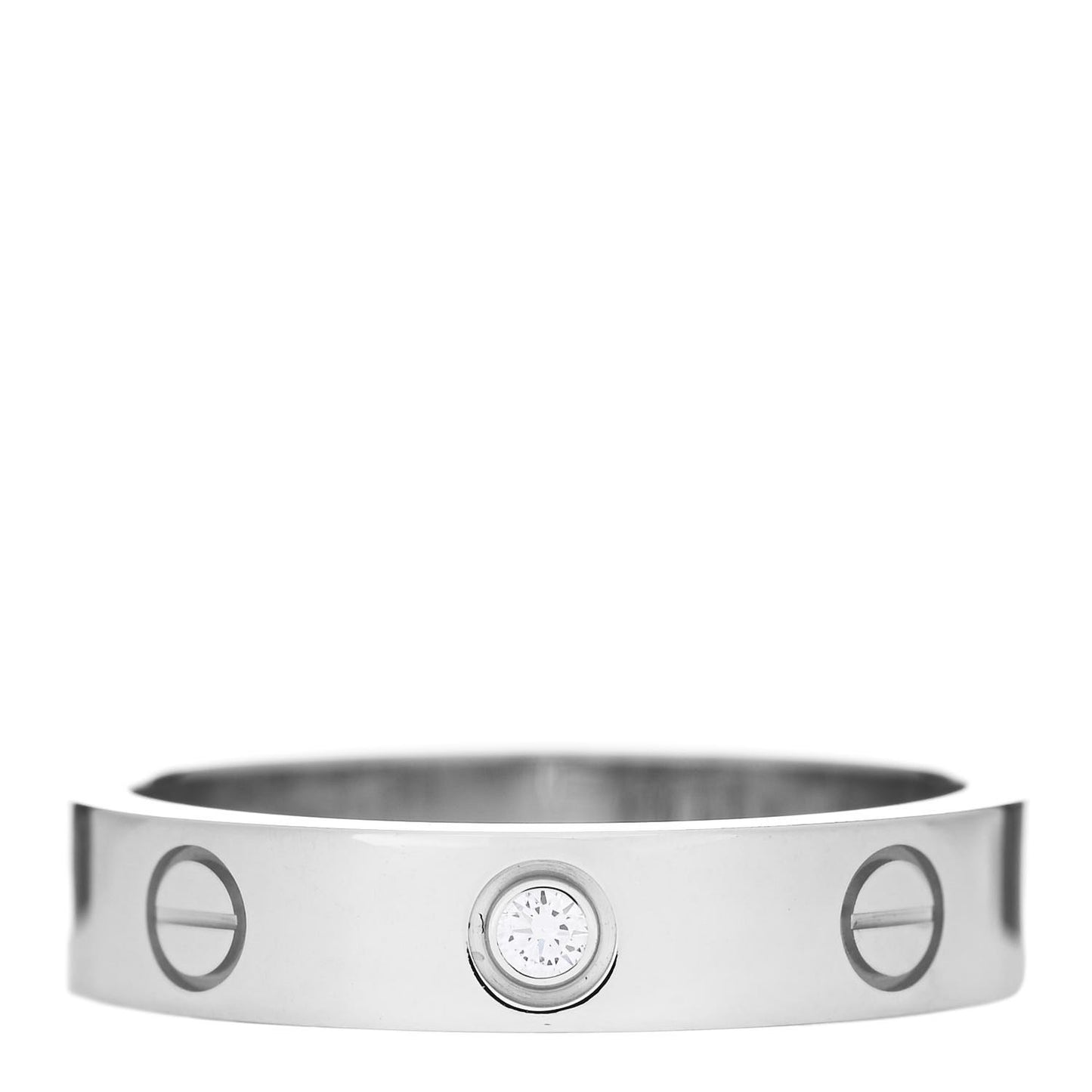 18K White Gold Diamond 4mm LOVE Wedding Band Ring 53 6.5