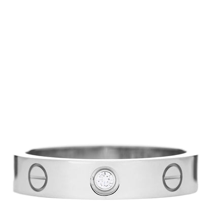 Cartier 18K White Gold Diamond 4mm LOVE Wedding Band Ring 53 6.5 1 of 5