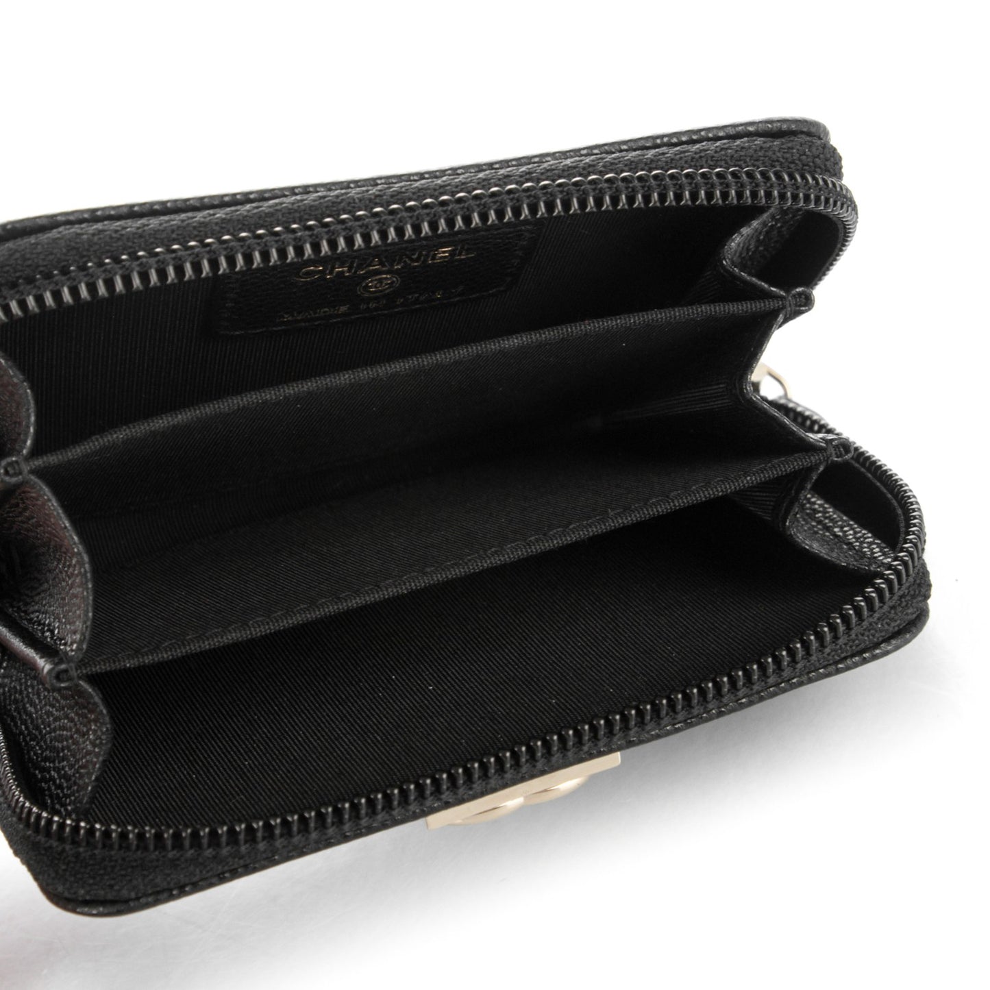 Caviar Quilted Boy Zip Around Coin Purse Wallet Black