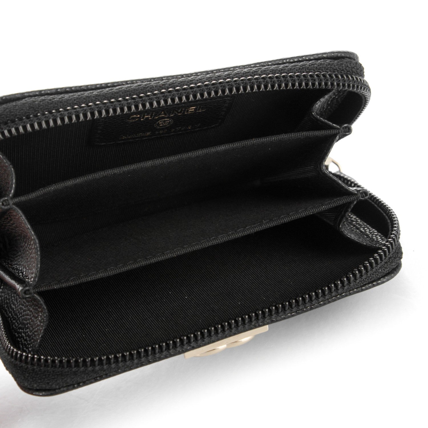 Chanel Caviar Quilted Boy Zip Around Coin Purse Wallet Black 5 of 7