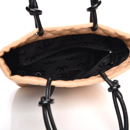 Chanel Calfskin Quilted Medium Cambon Tote Beige Black 5 of 7