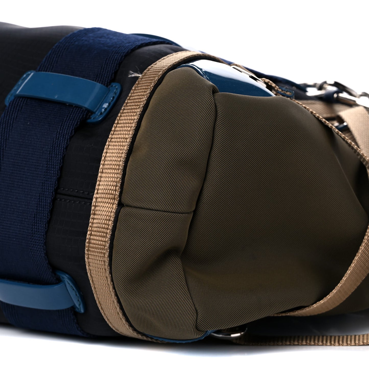 Nylon Canvas Glossy Lambskin Medium Tao Zipped Tote Blue Green