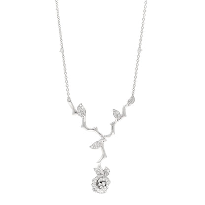 Christian Dior 18K White Gold Diamond Medium Rose Dior Bagatelle Drop Necklace 1 of 4